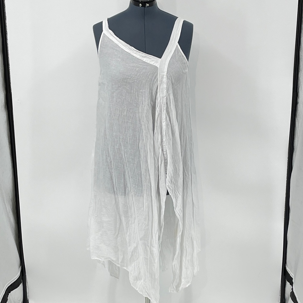 UNBRANDED White Linen Women's Swim Cover-Up SIZE L/XL